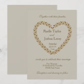 Invitation Russe feuille coeur taupe mariage de automne invit (Devant / Derrière)