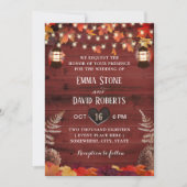 Invitation Russe Feuilles d'automne Lanterne Rouge Mariage de (Devant)