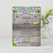 Invitation Russe Fleur sauvage Aquarelle bleu violet Mariage (Debout devant)