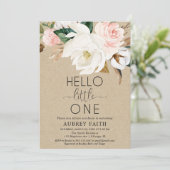 Invitation Russe fleur sieste et voir bébé fille, magnolia (Debout devant)