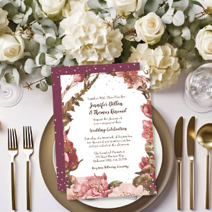Invitation Russe Floral Bourgogne Mariage