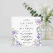 Invitation Russe Floral Eucalyptus Aquarelle Violet Mariage (Debout devant)