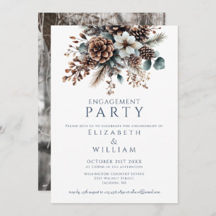 Invitation Russe Floral Pinecone Engagement Party Photo