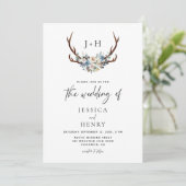 Invitation Russe Floral Stag Antlers Mariage (Debout devant)
