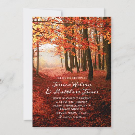 Invitation Russe Forêt Automne Bourgogne Mariage campagnard A (Devant)