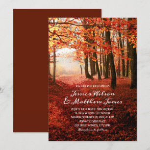 Invitation Russe Forêt Automne Bourgogne Mariage campagnard A