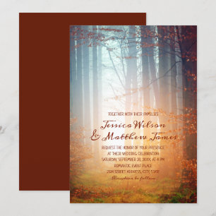 Invitation Russe Forêt Automne Bourgogne Mariage campagnard A