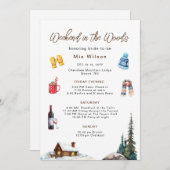 Invitation Russe Forêt de bois Hiver Bachelorette weekend (Devant / Derrière)