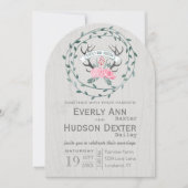 Invitation Russe Forêt Garland Antler Grange Mariage bois (Devant)