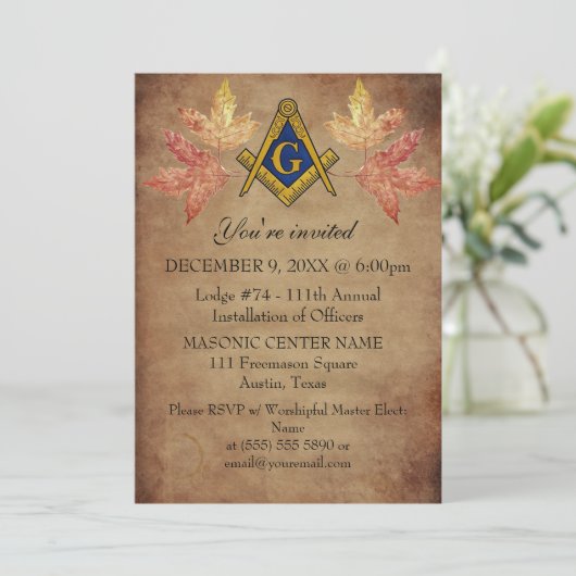 Invitation Russe Freemason Masonry Automne Automne Automne Ma (Debout devant)