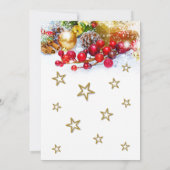 Invitation Russe Gold Baubles Holly Berries fête de Noël (Dos)