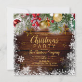 Invitation Russe Gold Baubles Holly Berries fête de Noël (Devant)