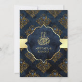 Invitation Russe Gold Navy Blue Damask Mariage musulman (Devant)