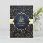 Invitation Russe Gold Navy Blue Filigree Mariage musulman (Debout devant)
