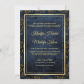 Invitation Russe Gold Navy Blue Filigree Mariage musulman (Dos)