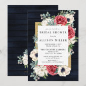 Invitation Russe Grange Bois Marine Bourgogne Fête des mariée (Devant / Derrière)