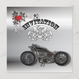 Invitation Russe grunge Motorcyle Mariage Moker