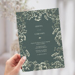 Invitation Russe Gypsophila Peacock Mariage de automne vert<br><div class="desc">Design mariage botanique avec le souffle de bébé sur arrière - plan vert paon.</div>