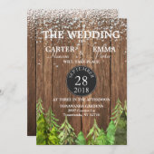 Invitation Russe hiver À feuillage persistant neige Faire-par (Devant / Derrière)