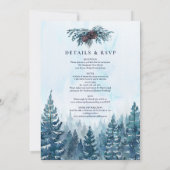 Invitation Russe hiver Aquarelle Pine Tree Mariage forestier (Dos)