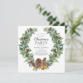 Invitation Russe Hiver Fir Cone Wreath Fête (Debout devant)