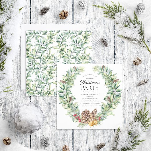 Invitation Russe Hiver Fir Cone Wreath Fête