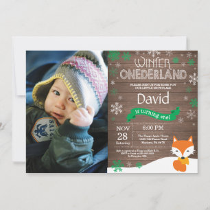 Invitation Russe hiver Onederland Fox 1er anniversaire