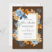 Invitation Russe Indigo rouille Floral Chic Moderne Boho Mari (Devant)