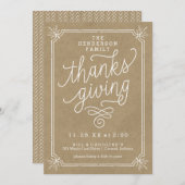 Invitation Russe Kraft Frame Famille Thanksgiving Dîner (Devant / Derrière)