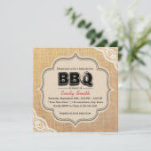 Invitation Russe Lace & Burlap Baby shower BBQ Party (Debout devant)