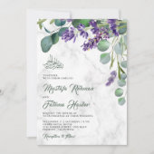 Invitation Russe Lavande Eucalyptus Marbre Mariage islamique (Devant)