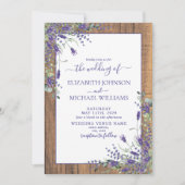 Invitation Russe Lavande Eucalyptus Mariage de script en bois (Devant)