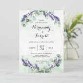 Invitation Russe Lavender Eucalyptus Gold Frame Mariage (Debout devant)