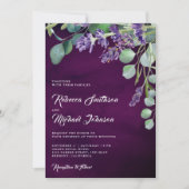 Invitation Russe Lavender Eucalyptus QR Code Mariage violet (Devant)