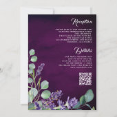 Invitation Russe Lavender Eucalyptus QR Code Mariage violet (Dos)