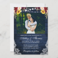 Russe Mariage Floral Bleu Bois Lumières Dentelle P