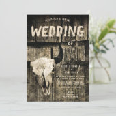 Invitation Russe Mariage Western Rodeo Sepia Bull Skull (Debout devant)