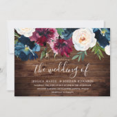 Invitation Russe Marine Bourgogne Rouge Bourgogne Mariage flo (Devant)