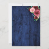 Invitation Russe Marine et Fête des mariées d'aquarelle de Bo (Dos)