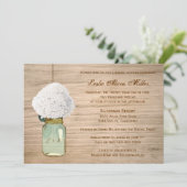 Invitation Russe Mason Jar Hydrangea Fête de l'mariée avec ph (Debout devant)