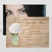 Invitation Russe Mason Jar Hydrangea Fête de l'mariée avec ph (Devant / Derrière)