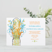 Invitation Russe Mason Jar Jaune Orange Lime Aqua Mariage (Debout devant)