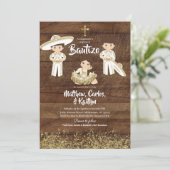 Invitation Russe Mexicain Cactus Gold Charro frère Bautizo (Debout devant)