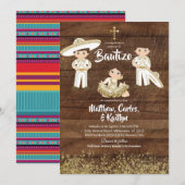 Invitation Russe Mexicain Cactus Gold Charro frère Bautizo (Devant / Derrière)