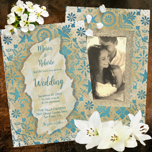 Invitation Russe Mexicain Carrelage bleu Mariage mexicain