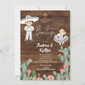 Invitation Russe Mexicaine Argent Charro Garçon fille Twin Ba (Devant)