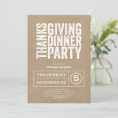 Invitation Russe moderne Burlap Thanksgiving Diner Party (Debout devant)
