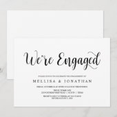 Invitation Russe moderne, écriture noire, parti d'engagement (Devant / Derrière)