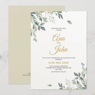 Invitation Russe moderne Feuille vert Mariage