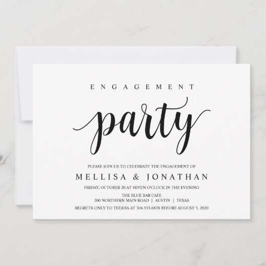 Invitation Russe moderne, Noir, Partie d'engagement (Devant)